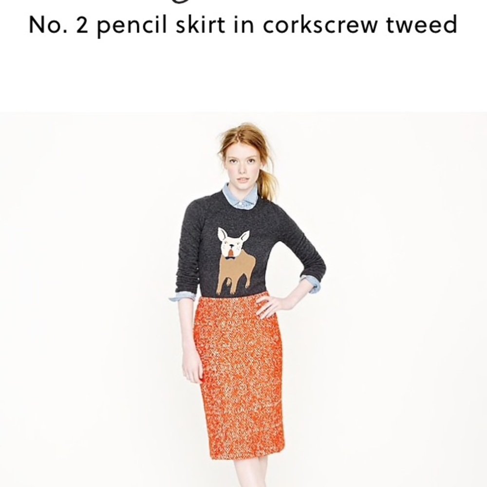 No. 2 pencil skirt in corkscrew tweed pink